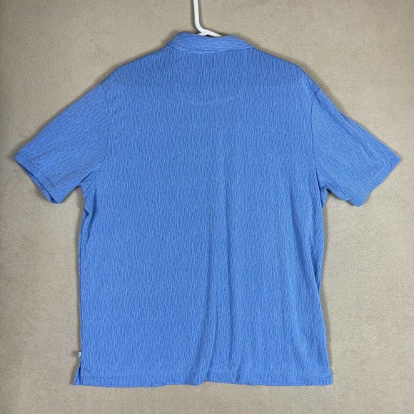 Tommy Bahama Mens XL Short Sleeve Polo Shirt Blue Striped Lightweight Logo‎ - Picture 9 of 10
